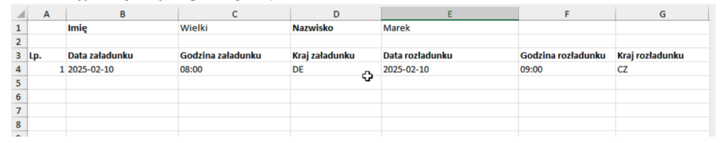 zaladunek plik 1, czas pracy kierowcy, program do rozliczania kierowców