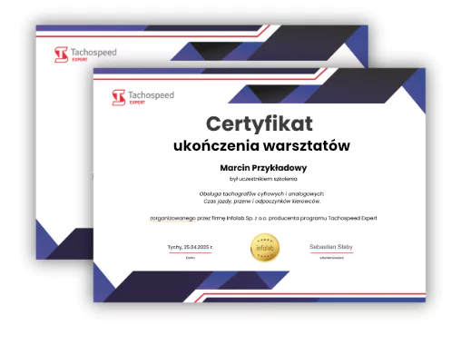certyfikat warsztaty, czas pracy kierowcy, program do rozliczania kierowców