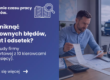Grafika prezentująca z lewej strony tytuł artykułu: Rozliczanie czasu pracy kierowców - case study. Z prawej zdjęcie człowieka rozliczającego czas pracy kierowcy, który siedzi przy biurku z otwartym laptopem a w nim program Tachospeed Expert