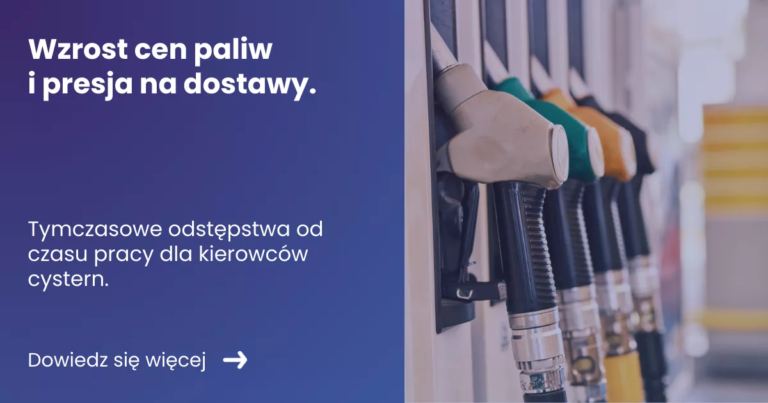 Grafika z lewej strony zawiera tytuł artykułu: Wzrost cen paliw i presja na dostawy. Z prawej zdjęcie stacji benzynowej