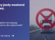 Grafika prezentująca z lewej strony tytuł artykułu: Zakazy jazdy weekend majowy. Z prawej grafikę przekreślonej ciężarówki na tle miasta.