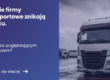 Grafika prezentująca z lewej strony tytuł artykułu: Polskie firmy transportowe znikają z rynku. Co stoi za pogłębiającym się kryzysem? Z prawej grafika samochodu ciężarowego na tle innych samochodów.