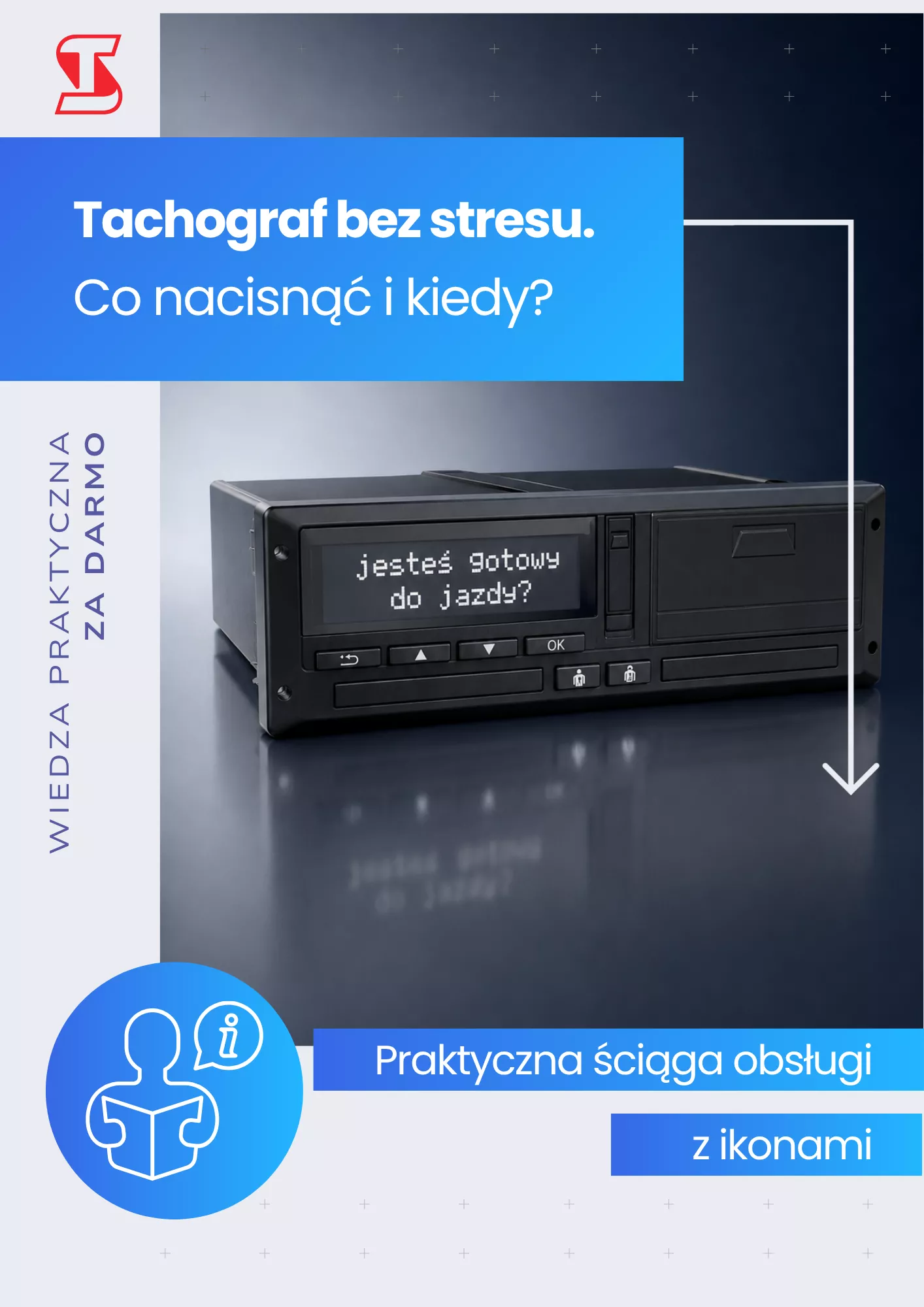 grafika prezentująca okładkę instrukcji obsługi tachografu