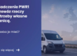 Grafika prezentująca z lewej strony tytuł artykułu: Zaświadczenie PWR1 na przewóz rzeczy na potrzeby własne za granicą. Z prawej zdjęcie samochodu typu van na tyle mapy Europy