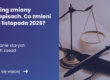 Grafika prezentująca po lewej stronie tytuł: Mobbing zmiany w przepisach. Co zmieni się od listopada 2026? Po prawej zdjęcie młotka sędziego leżącego na otwartym kodeksie w tle waga