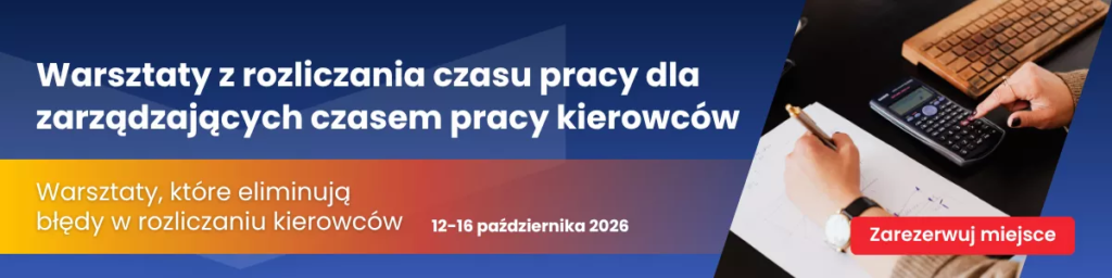 Grafika prezentująca tekstowe zaproszenie na Warsztaty z rozliczania czasu pracy